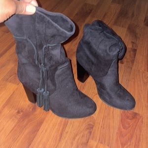 Black suede boots
